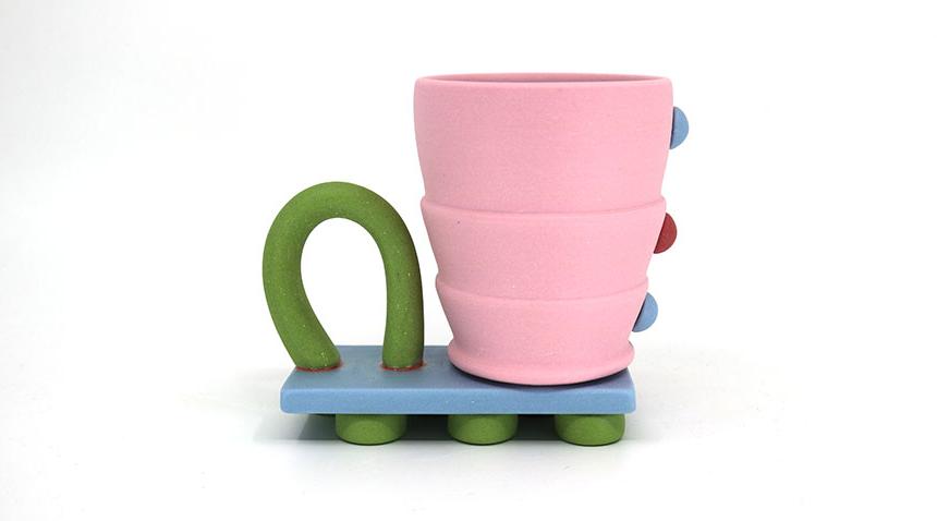 colorful ceramic mugs in pastels